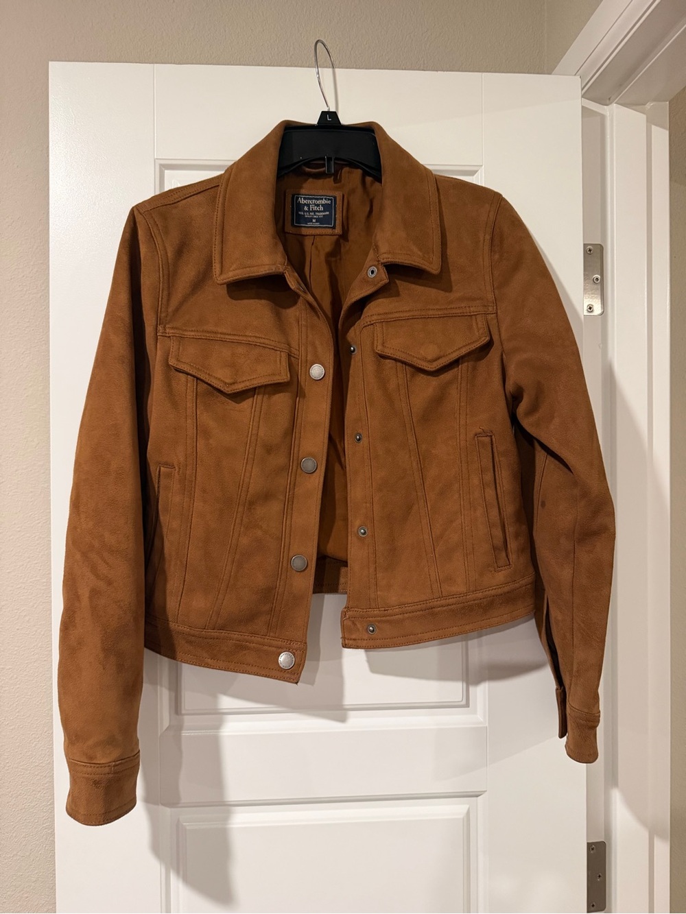 Abercrombie & Fitch Women's Suede Trucker Jacket - Chestnut Brown